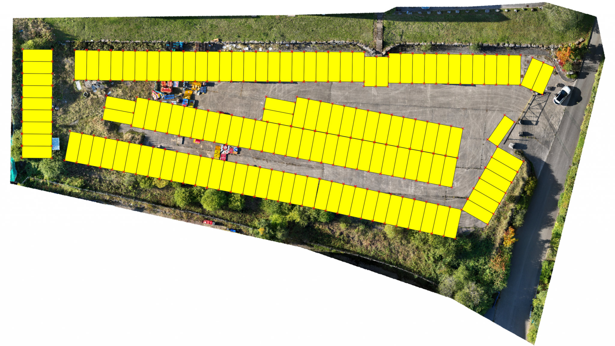 Drone orthomosaic showing a commercial site layout for planning purposes